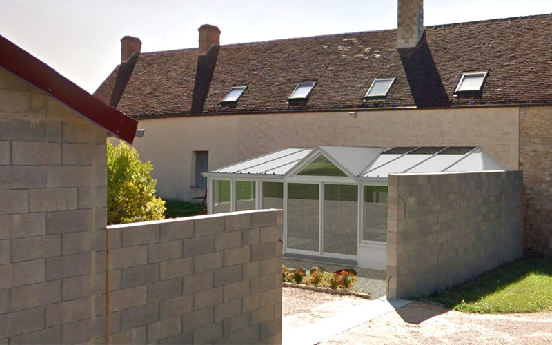 Représentation de l’aspect extérieur d’une véranda Exemple d'une représentation de l'aspect extérieur pour un projet de véranda