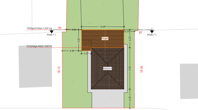 Plan de masse Yvelines permis de construire pour extension