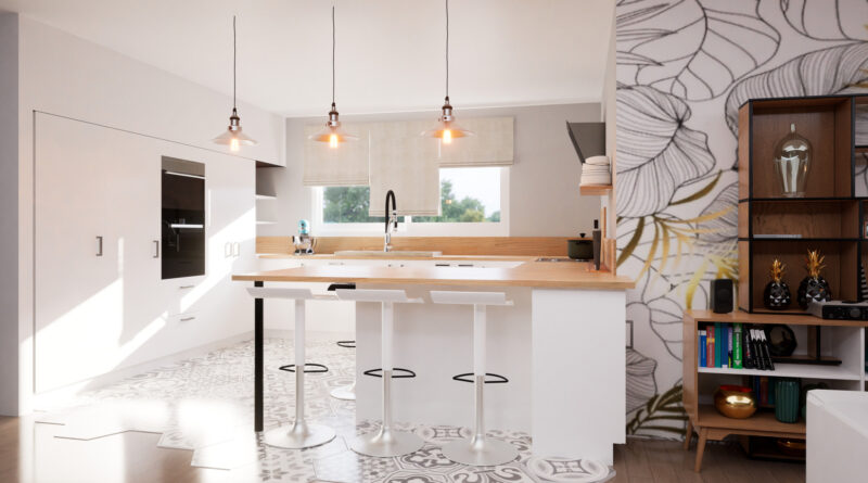 Exemple d'aménagement 3D d'une cuisine