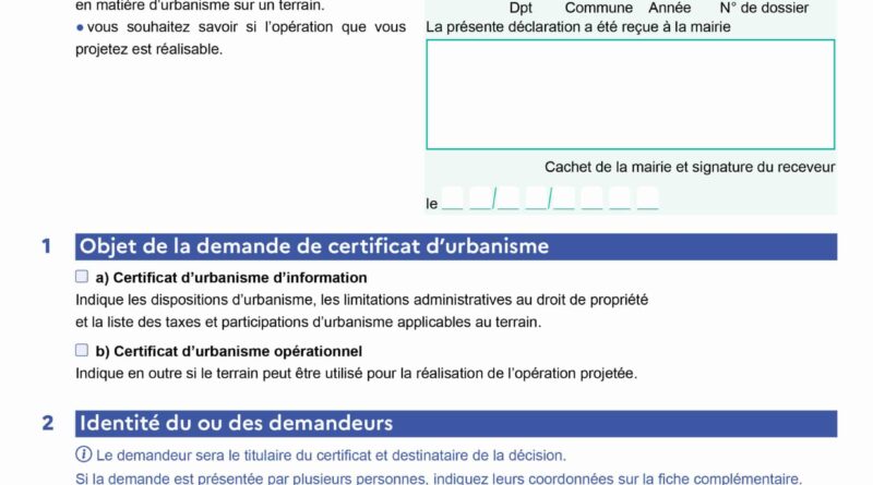 Cerfa Certificat d'urbanisme